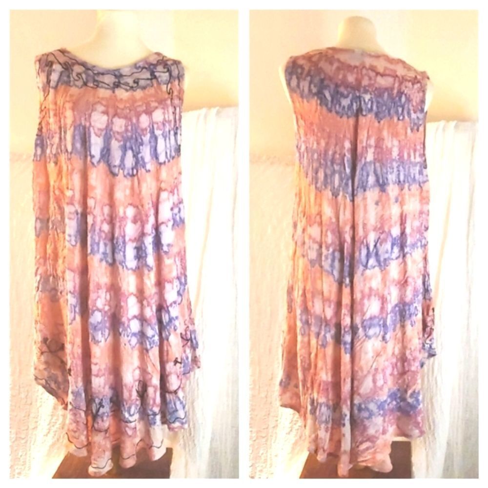 Sante Classics Tie Dye Swim Cover Up Dress One Size